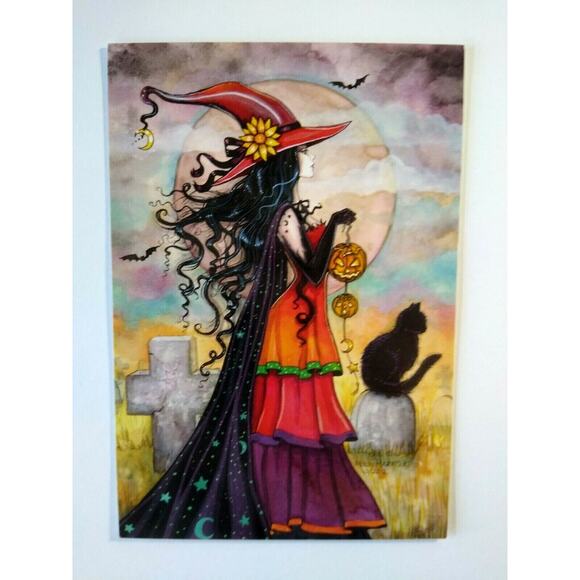 Halloween Postcard Molly Harrison Modern Gothic Witch Fantasy Black Cat 2012 Ltd - Picture 4 of 4